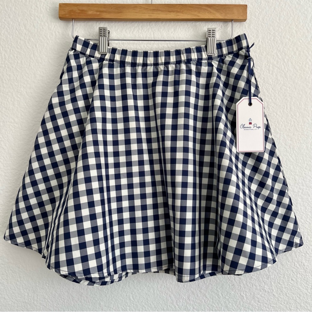 Classic Prep Girls Navy & White Gingham Skirt